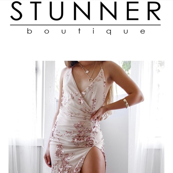 Stunner Boutique | Tan w/ Rose Gold Sequins - Picture 1 of 7